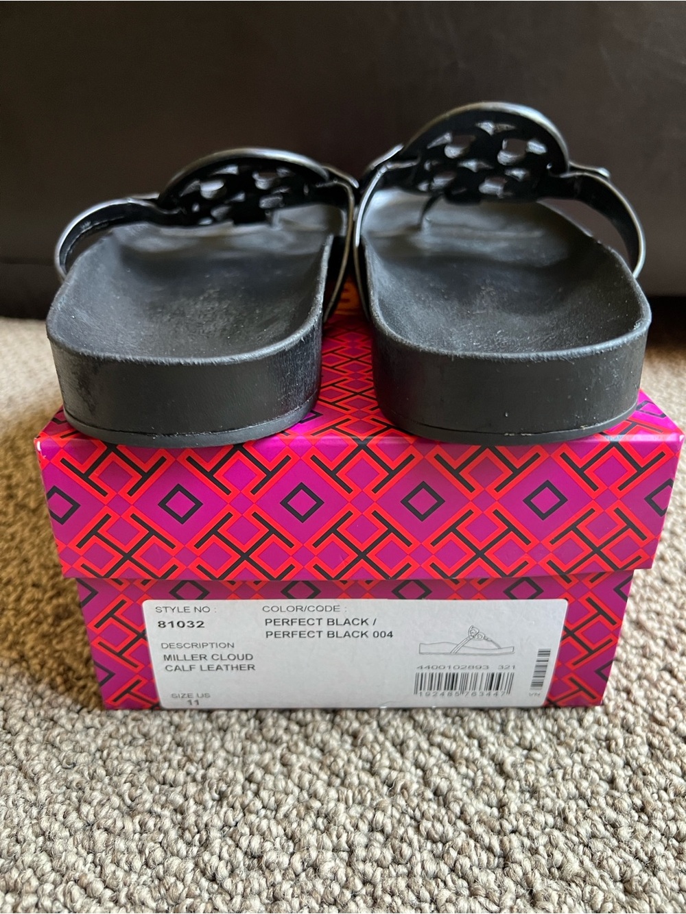 Tory Burch Miller Cloud Sandal Black Size 11 - Picture 2 of 7